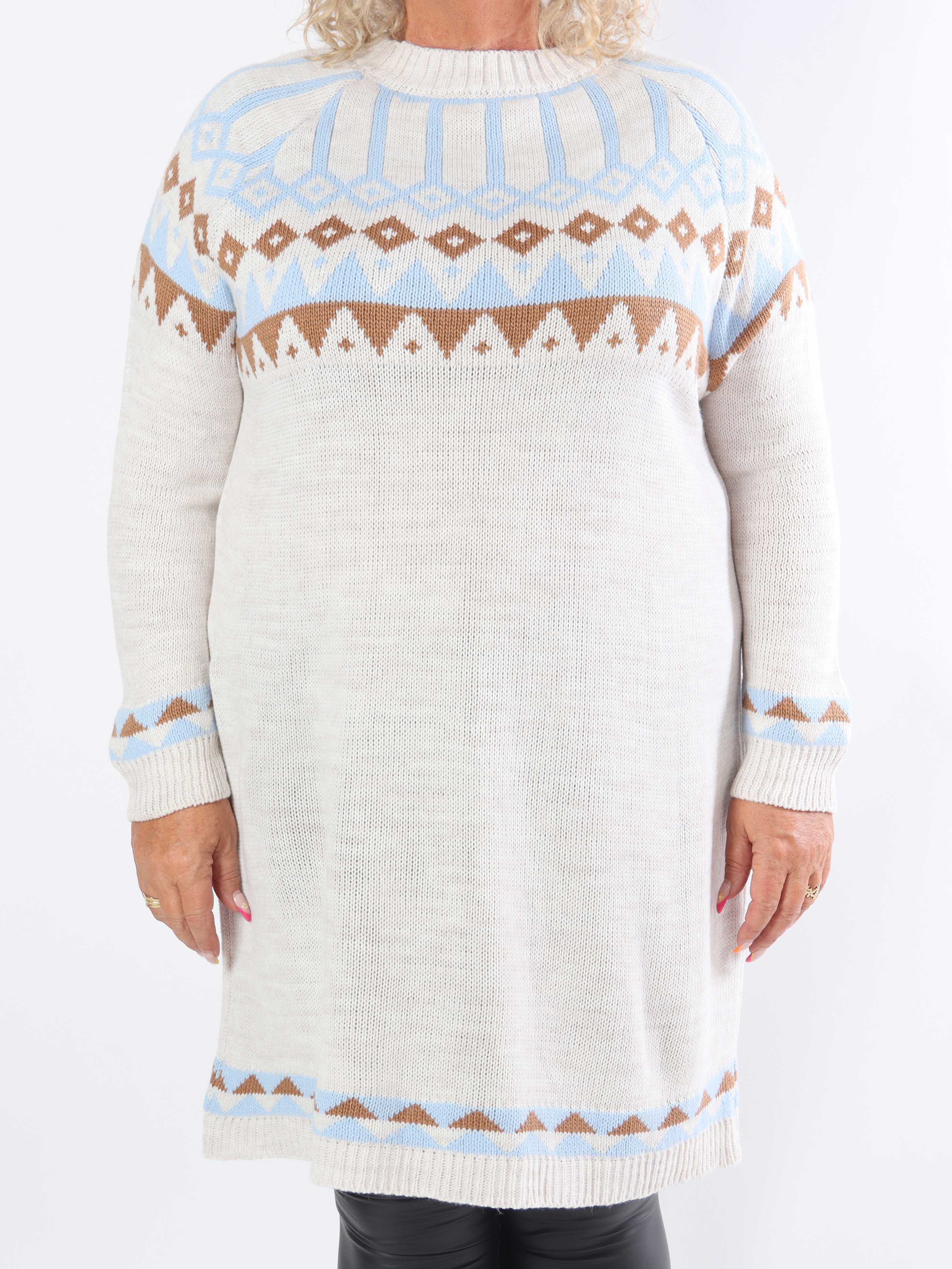 Viola - Strikkjole med flerfarvet mønster